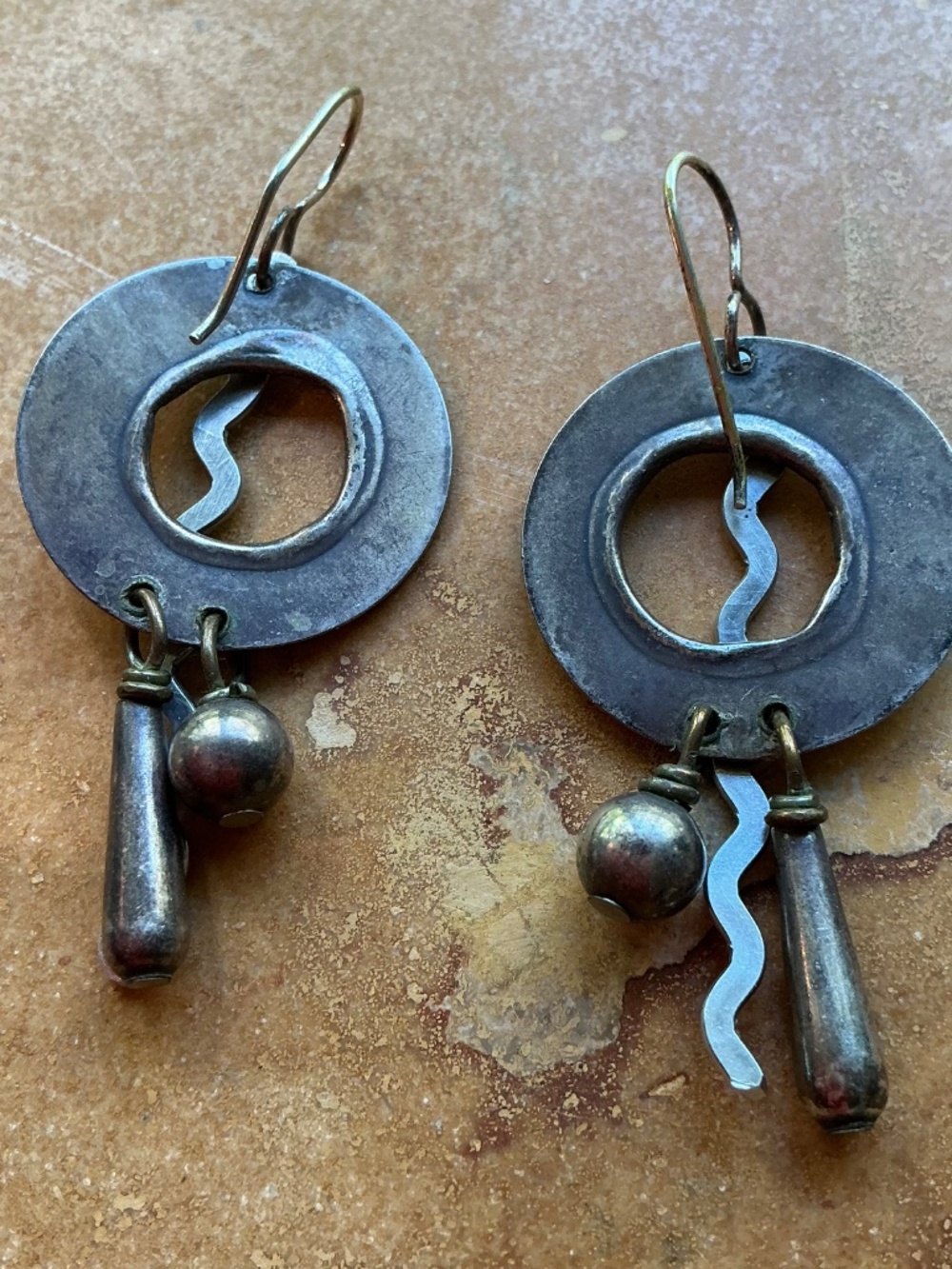 Handmade  Brutalist artisan earrings. Lochlin Smith - Picture 2 of 5